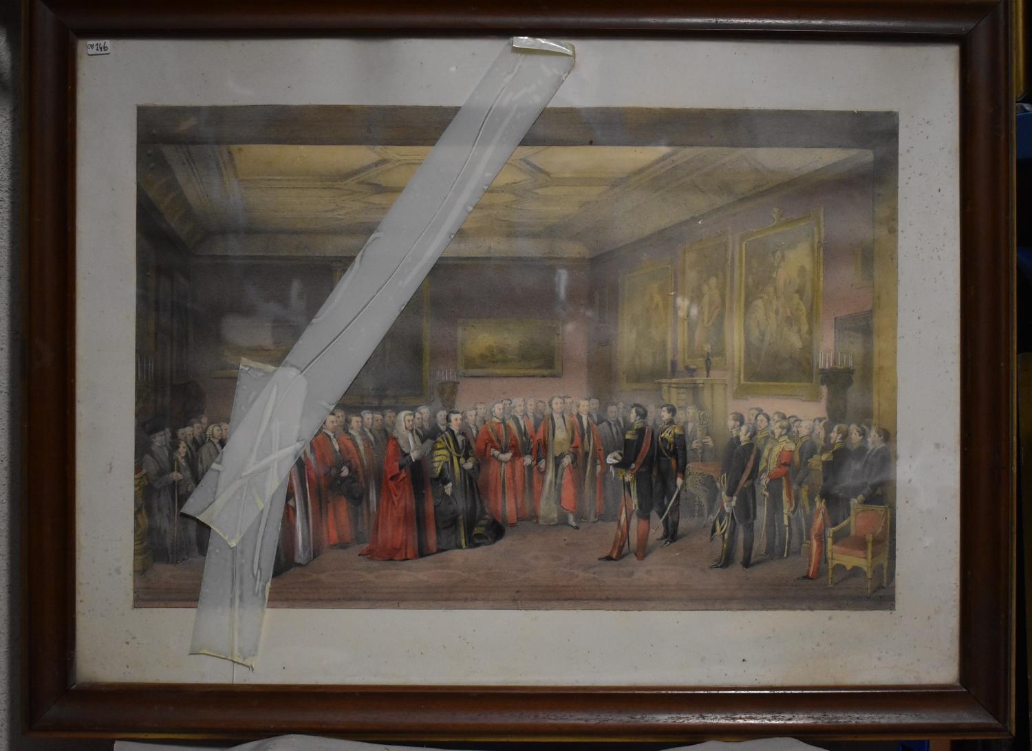 Dessin de George C. Maund : Le roi Louis-Philippe Ier reçoit la députation de la Cité de Londres au château de Windsor, 12 octobre 1844