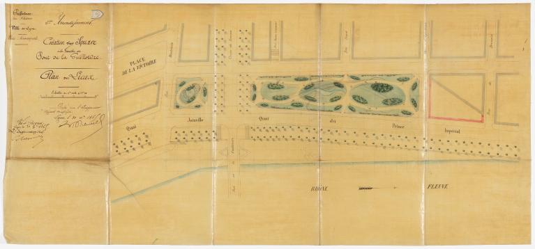 Aménagement de la place des squares. Plan des lieux, 30 décembre 1865 (AC Lyon, 1923 W 12)