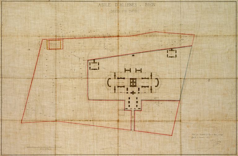 Asile d'aliénés de Bron, puis asile départemental d'aliénés du Rhône, puis asile d'aliénés du Vinatier, actuellement centre hospitalier Le Vinatier