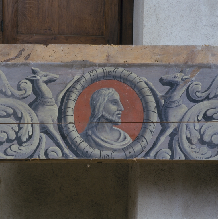 Plafond peint de la pièce dite "chambre de Claude d'Urfé" et fragments déposés