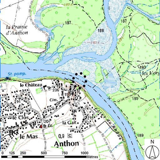 Ensemble des bacs à rames et bac à traille d'Anthon (disparus)