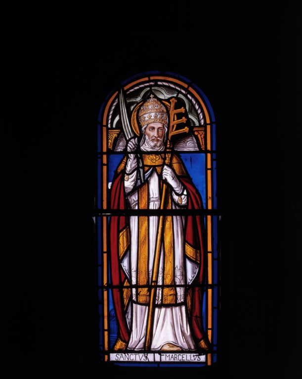 Ensemble de 2 verrières à personnages : Saint Marcel, Saint Menne (baies 1, 2)
