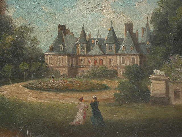 Palette de peintre avec une vue du château de Randan