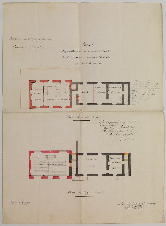 École de filles et mairie, puis école de filles et de garçons et mairie, puis école de filles et enfantine, actuellement mairie et logement