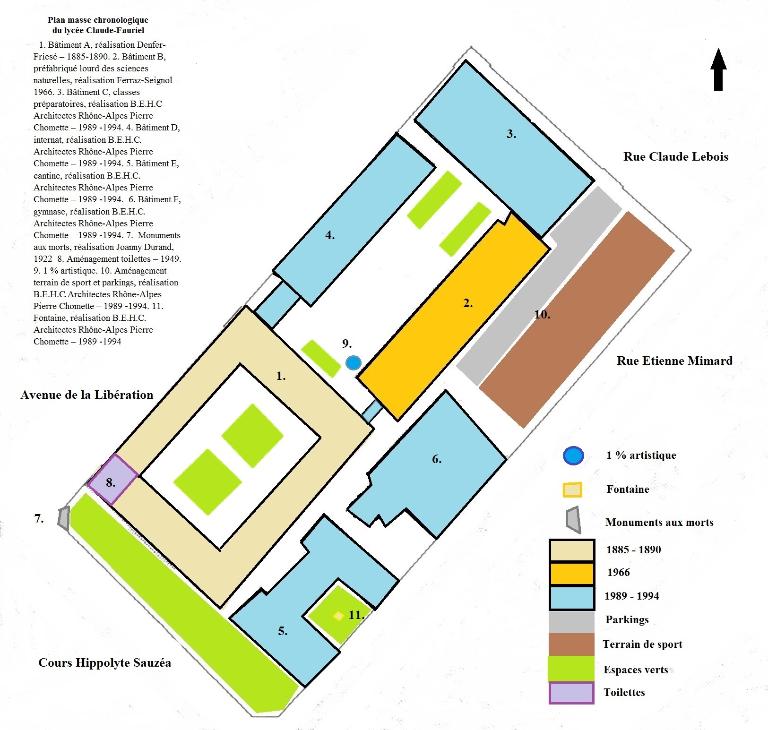 Lycée de garçons, actuellement lycée d'enseignement secondaire et supérieur Claude-Fauriel