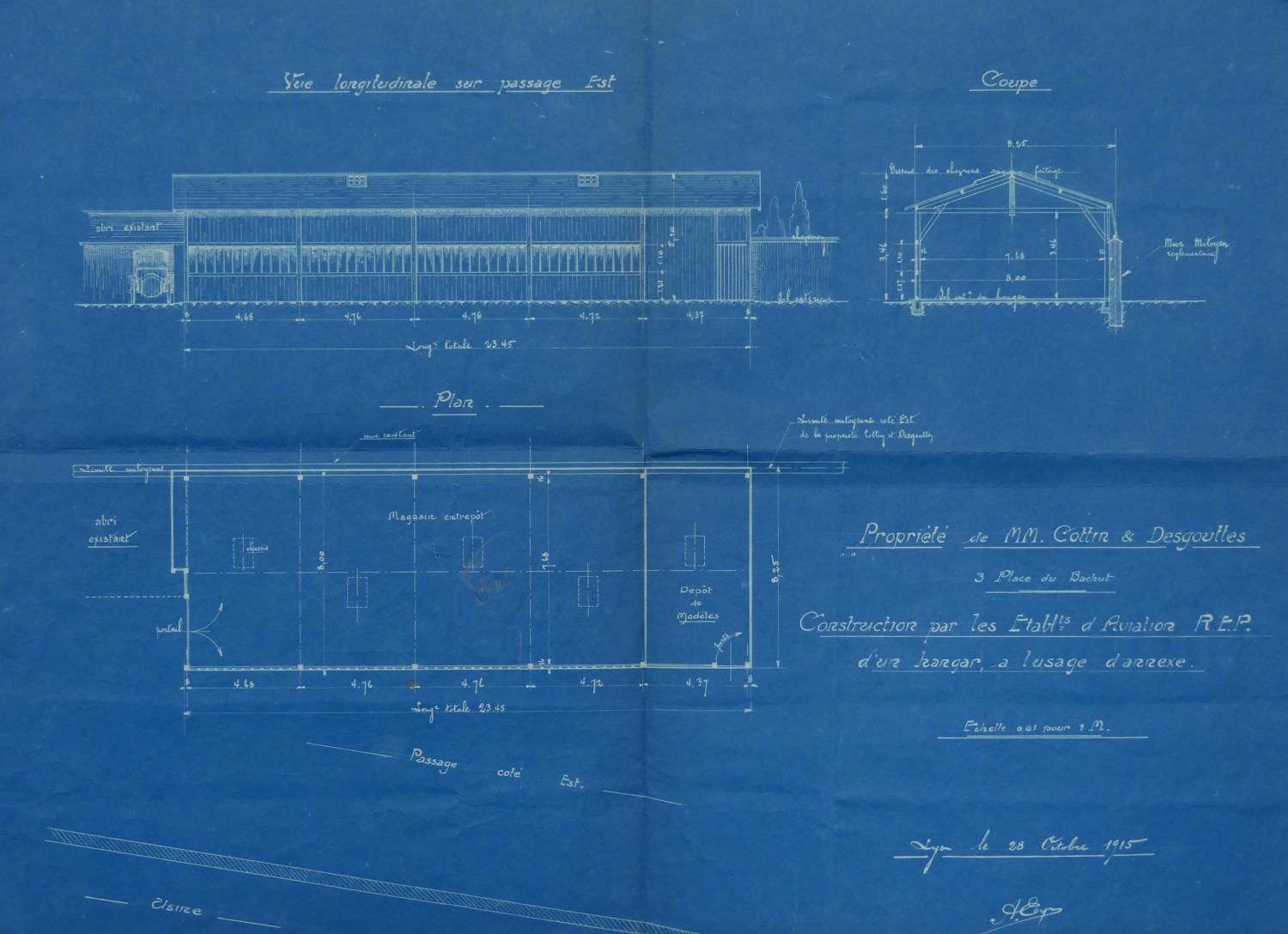 Plan usine  Cottin-Desgouttes 1915 (ACL : 314W564-165)
