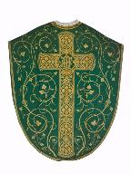 Ensemble de 2 chasubles, deux étoles, deux bourses de corporal : ornement vert n°2