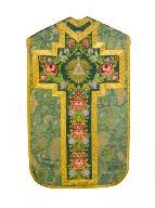 chasuble, voile de calice, manipule, bourse de corporal : ornement vert