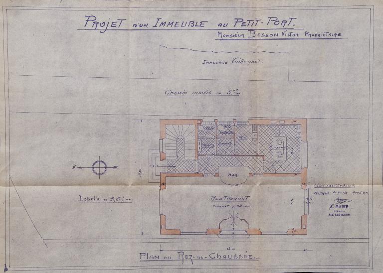 Maison et café Au Petit Charmant, puis maisons et cafés, puis maison et immeuble, dit immeuble Besson, et café Aix Plage