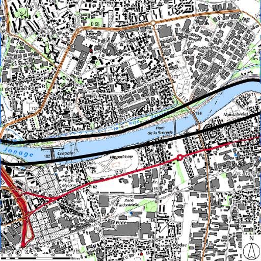 Ensemble des sept ponts de l'aménagement du site de Cusset sur le canal de Jonage