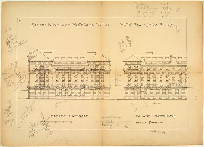 Hôtel de voyageurs : hôtel Lugdunum, puis Palace Hôtel, puis Lugdunum Palace, puis hôtel Lugdunum, consulat de Roumanie, actuellement immeuble de bureaux