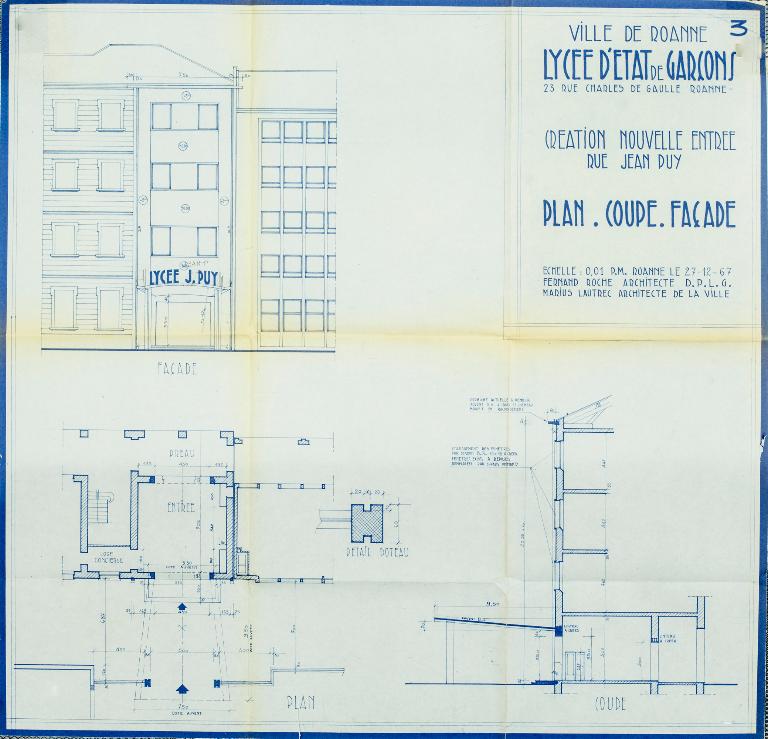 Manoir de Chènevoux, puis collège de jésuites, puis école centrale, puis lycée de garçons, actuellement lycée d'enseignement secondaire Jean-Puy