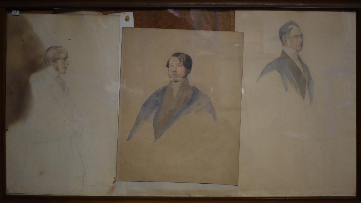 Ensemble de dessins aquarellés de Jean Alaux (3) - Études pour les portraits de trois édiles de la Cité de Londres