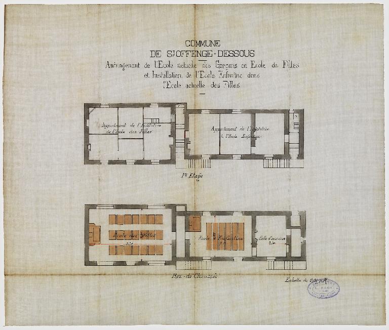 École de filles et mairie, puis école de filles et de garçons et mairie, puis école de filles et enfantine, actuellement mairie et logement