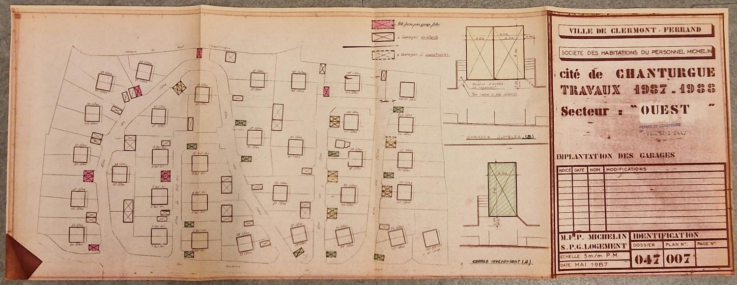 Cité ouvrière de Chanturgue : projet d'implantation de garages.