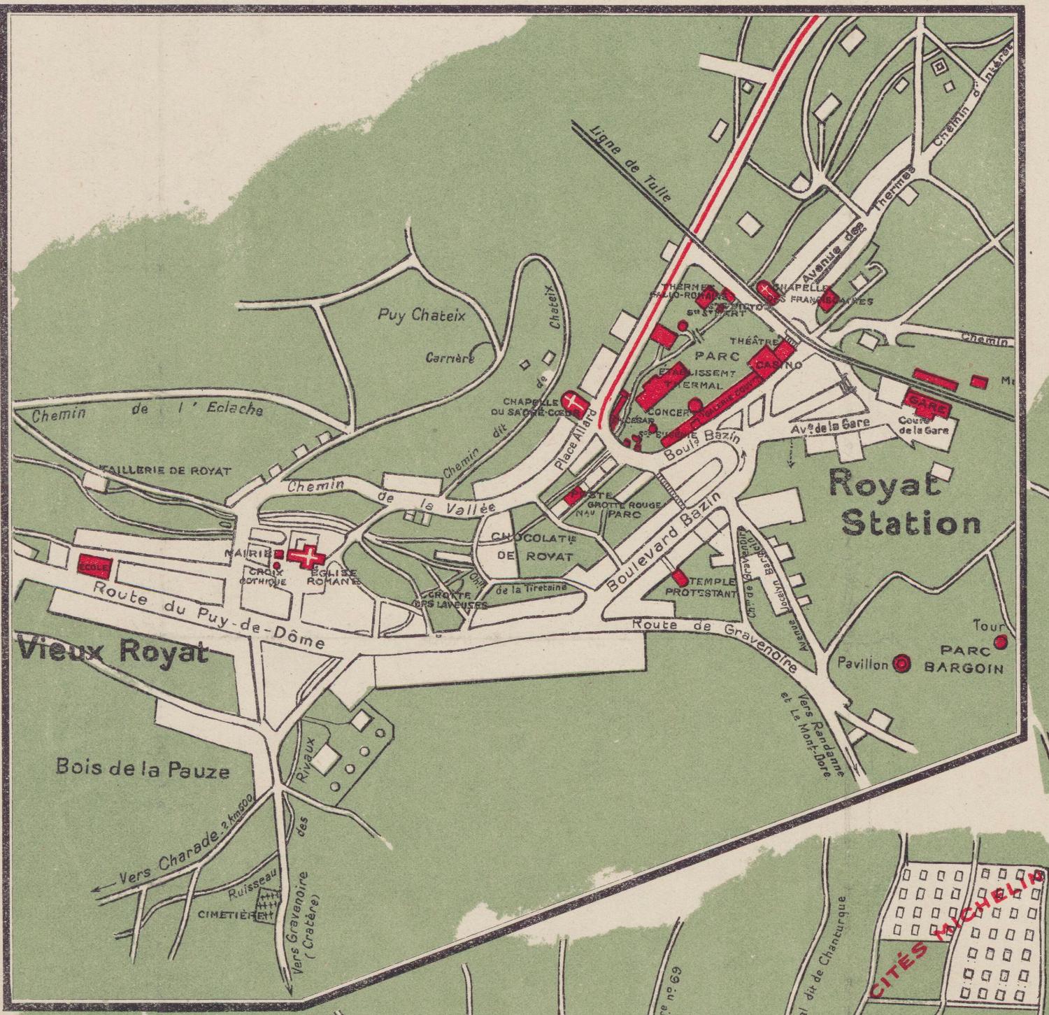 Plan de la station thermale de Royat