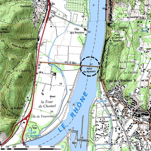 Bac à traille du Robinet ou bac à traille de Donzère (disparu) ; pile (vestiges)