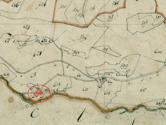 Localisation sur le plan cadastral de 1813.