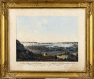 Estampe d'Hippolyte Garneray - Vue de la baie et entrée du port de La Havane