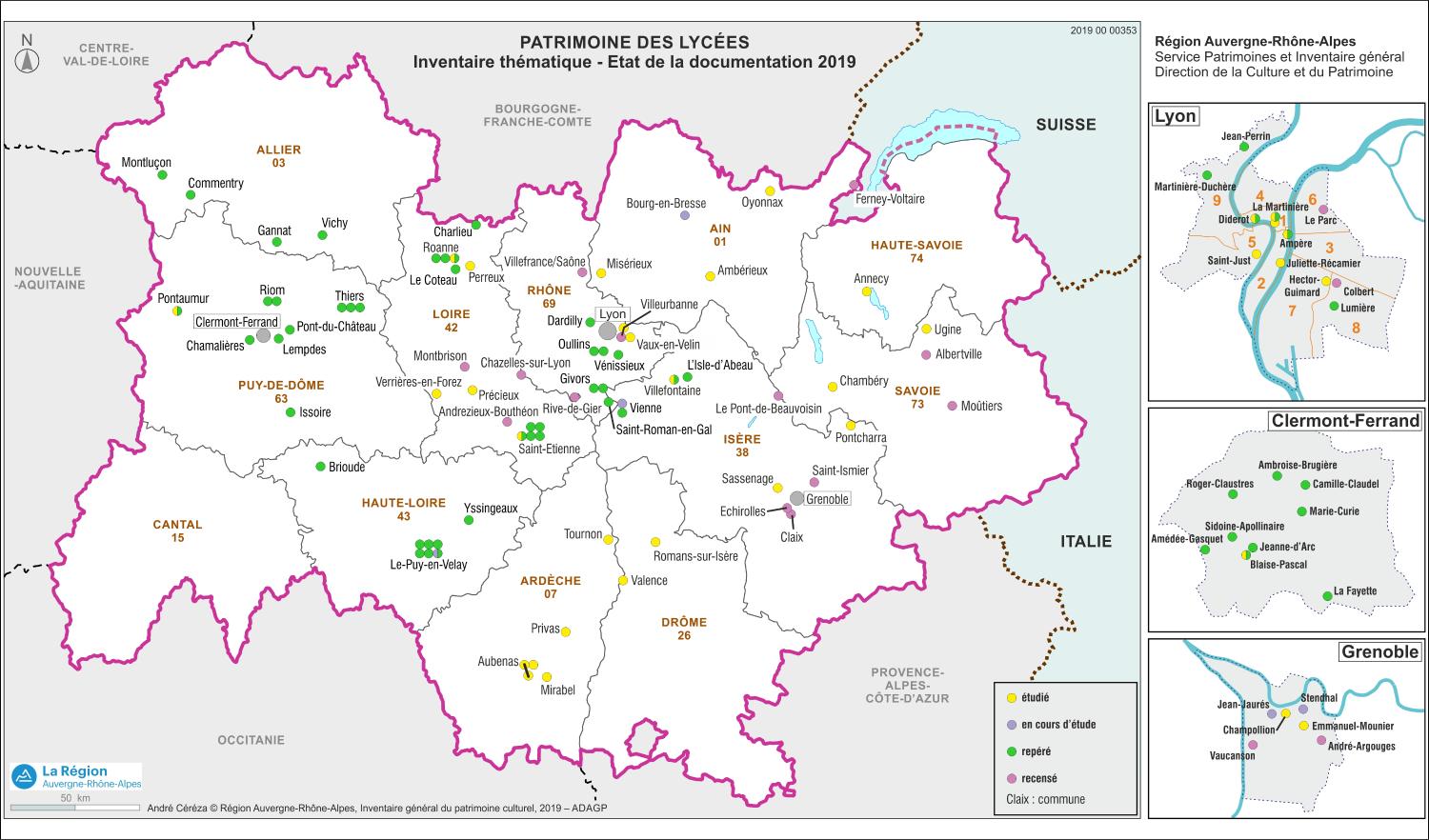 Présentation de l'aire d'étude des lycées publics de la Région Auvergne-Rhône-Alpes