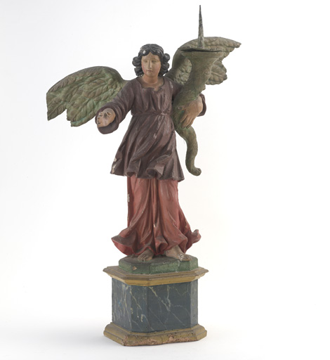 Ensemble de 2 statuettes en pendant : anges cérophéraires