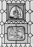 Verrière : martyr, léopard, verrière à personnages