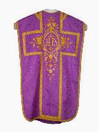 chasuble, étole, manipule, voile de calice, bourse de corporal : ornement violet n°1