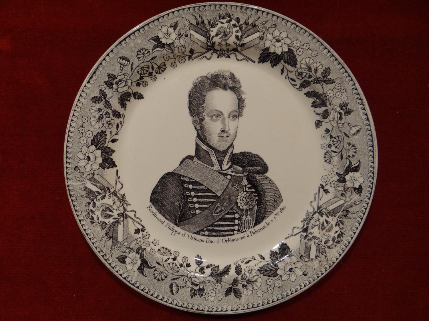 assiette : portrait de Ferdinand duc d'Orléans