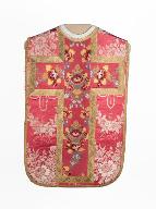 chasuble, étole, manipule, voile de calice, bourse de corporal : ornement rouge n°2