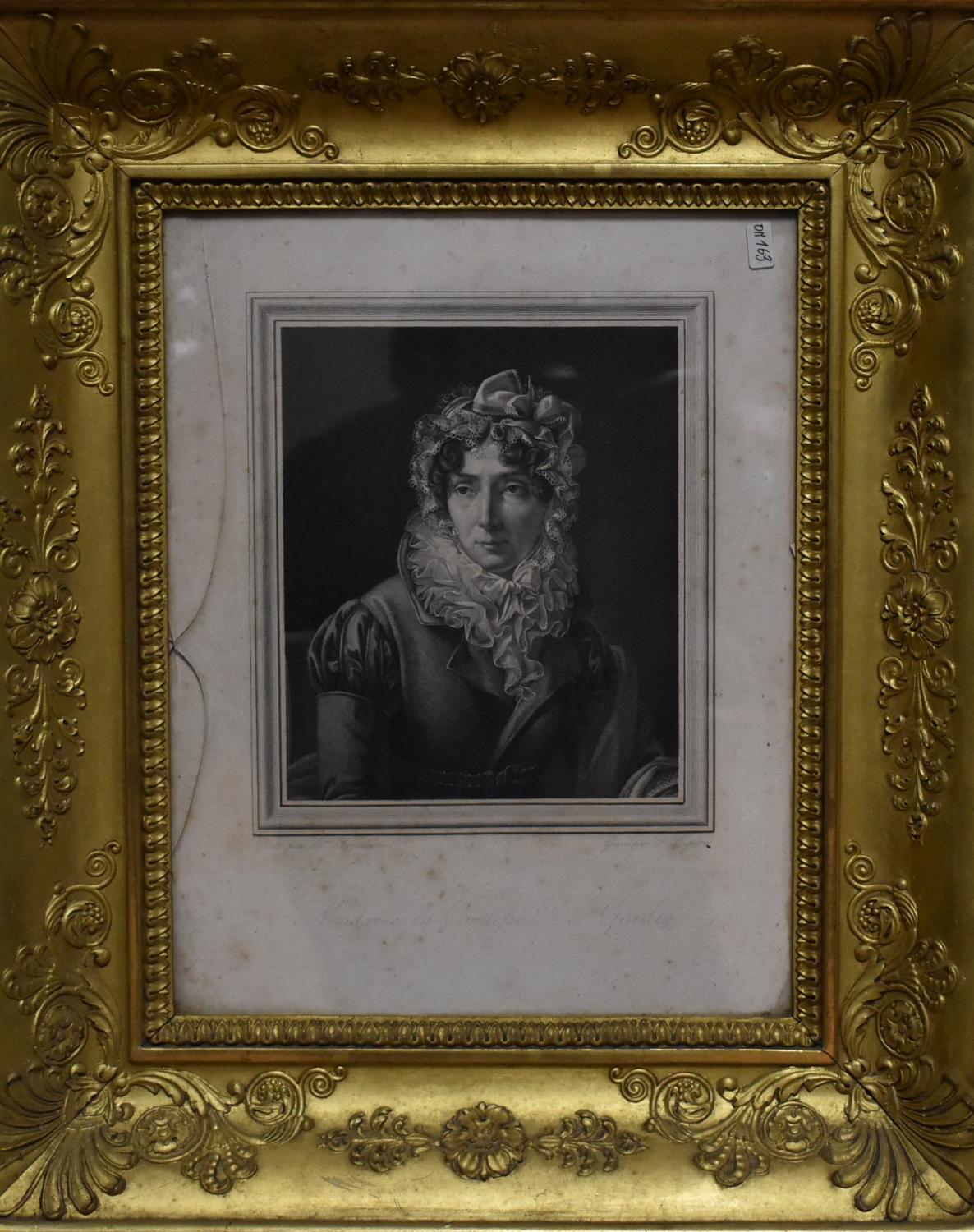 Estampe - Portrait de la Comtesse de Genlis d'après Sophie Chéradame