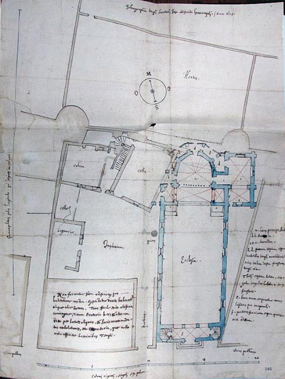 Plan de 1628, par E. Martellange (Rome, A.R.S.I., Prov. Lugd. 35, f. 205°)