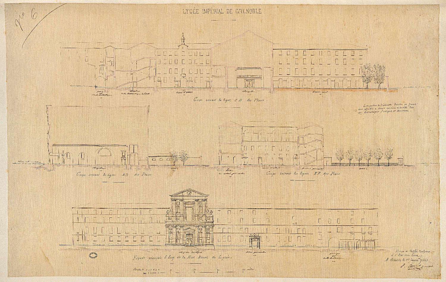 Collège de jésuites, dit Royal-Dauphin, puis école centrale, lycée impérial, collège royal, lycée de jeunes filles, actuellement cité scolaire Stendhal