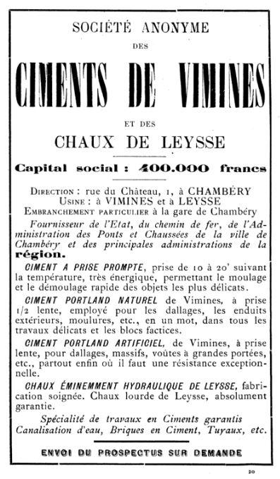 Fabrique de ciment et de chaux Castellazo puis Routin, Grumel aîné et Compagnie puis usine de la Société anonyme des Ciments de Vimines actuellement scierie