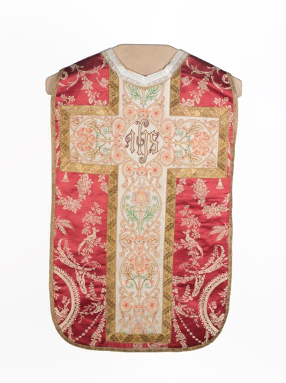 chasuble, étole, manipule, bourse de corporal : ornement rouge n°3