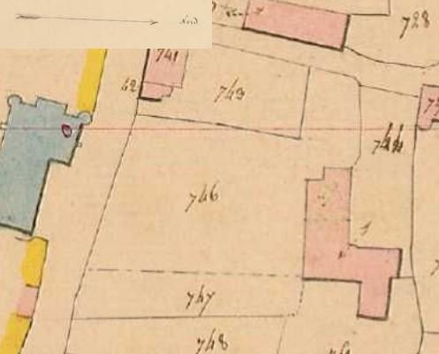 Emplacement sur le plan cadastral de l'ancien presbytère actuellement maison d'habitation.