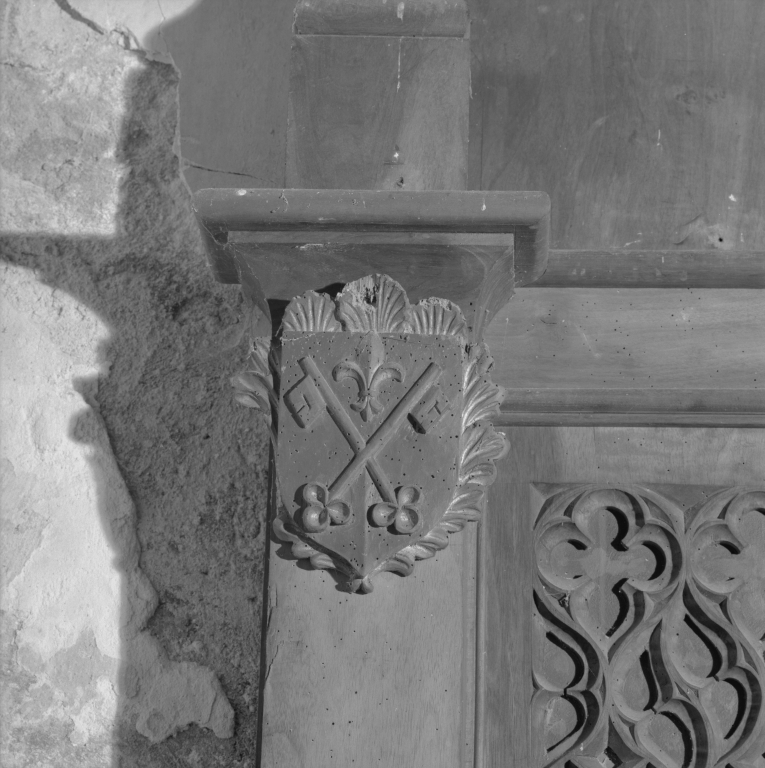 Ensemble de l'autel de saint Porchaire : autel, gradin, tabernacle, retable architecturé à niche