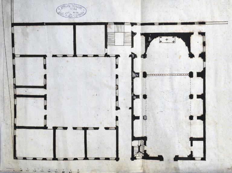 Projet pour le collège de la Trinité, att. à Ed. Moreau, 1617 ca. (AD Rhône. 1 D 9)