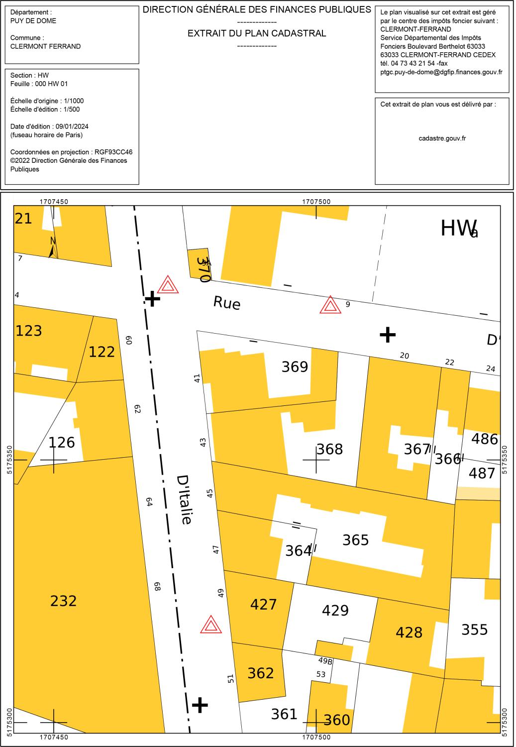 Plan cadastral, avenue d'Italie