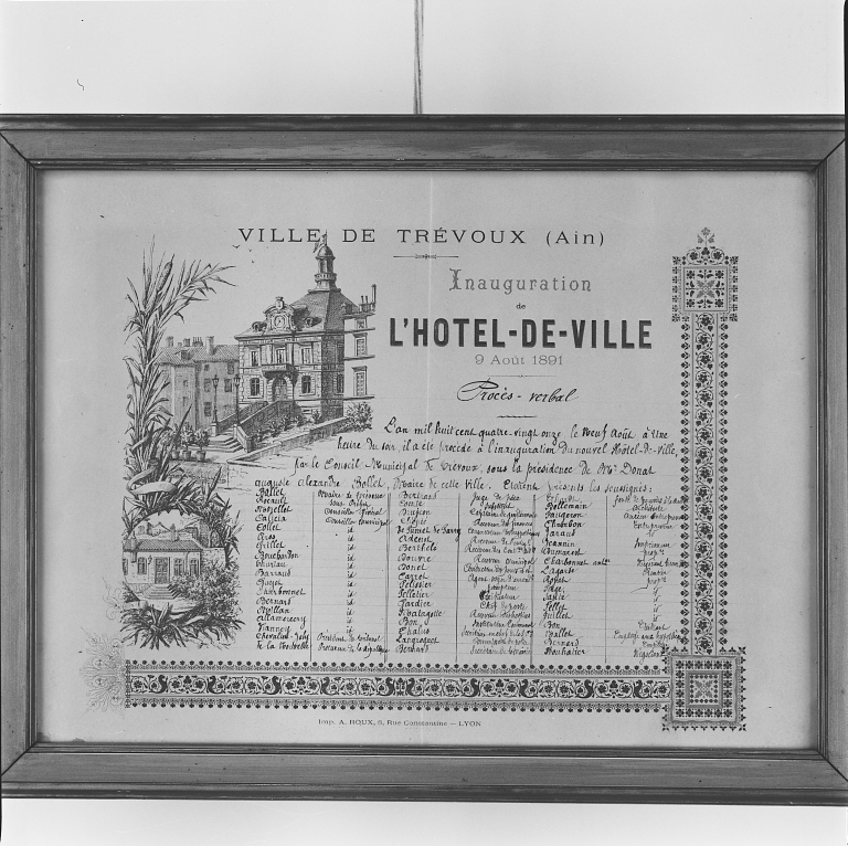 estampe : inauguration de l'hôtel de ville