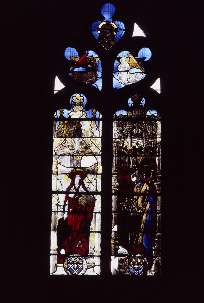 Verrière : saint Jérôme, saint Ambroise (baie 9), verrière à personnages