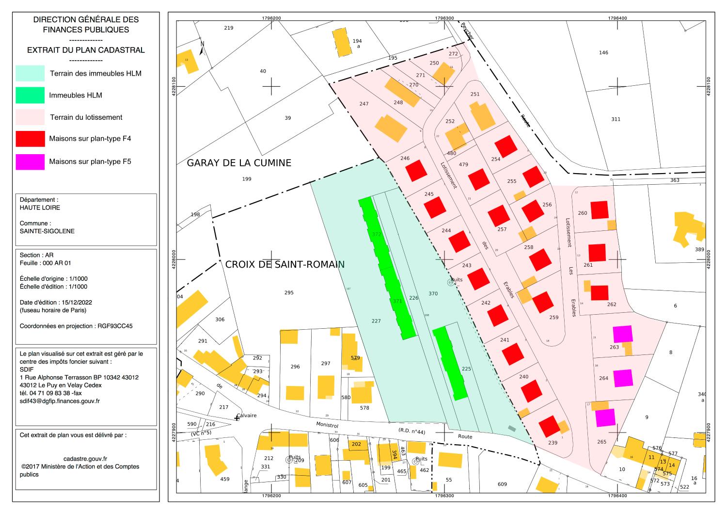 Les immeubles HLM de la Croix-Saint-Romain et le lotissement Les Érables à Sainte-Sigolène.