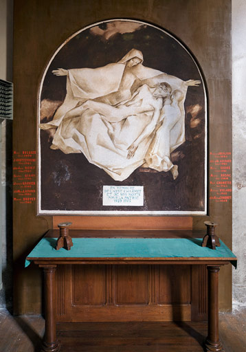Peintures monumentales (4) : la Crucifixion ; l'Annonciation ; Vocation de saint Louis de Gonzague ; Vierge de Pitié