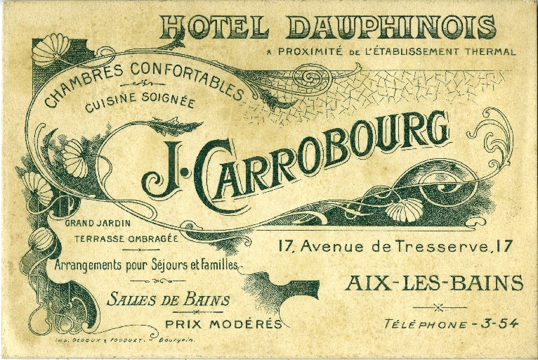 Ensemble de deux maisons et restaurant, puis villa des Eaux, puis villa des Magnolias, actuellement hôtel de voyageurs, Hôtel Dauphinois