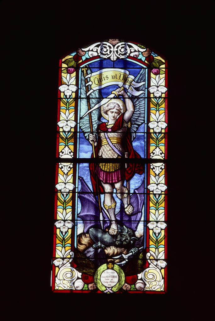 Verrière : saint Michel (baie 7), verrière à personnages