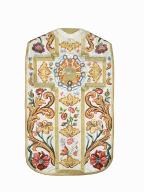 chasuble, étole, manipule, voile de calice, bourse de corporal : ornement blanc n°6