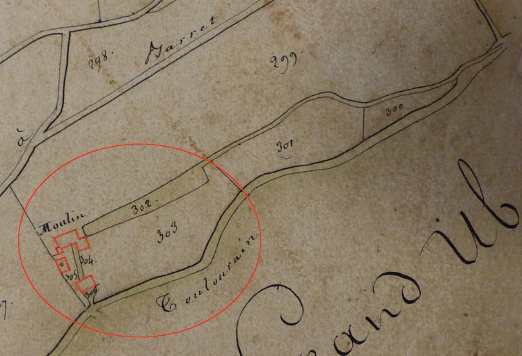 Localisation sur le plan cadastral de 1813.