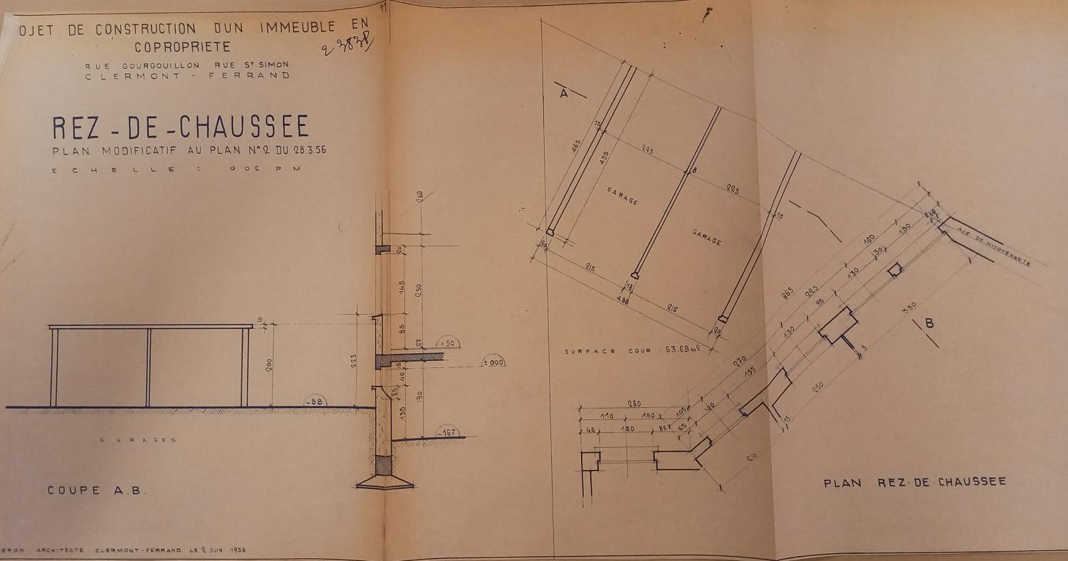 Plan, élévation et coupe