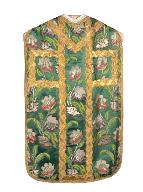 chasuble, étole, manipule, voile de calice, bourse de corporal : ornement vert