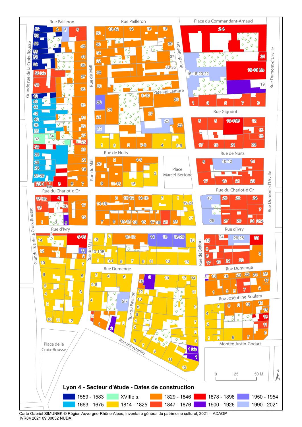 Secteur d'étude du 4ème arrondissement de Lyon. Études urbaines du 4e arrondissement : les immeubles-ateliers vecteur du développement urbain du Plateau de la Croix-Rousse.