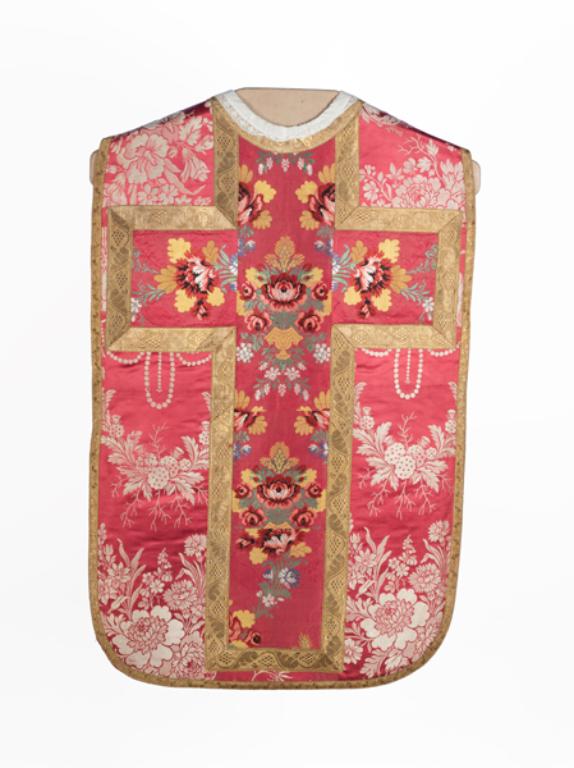 chasuble, étole, manipule, voile de calice, bourse de corporal : ornement rouge n°2